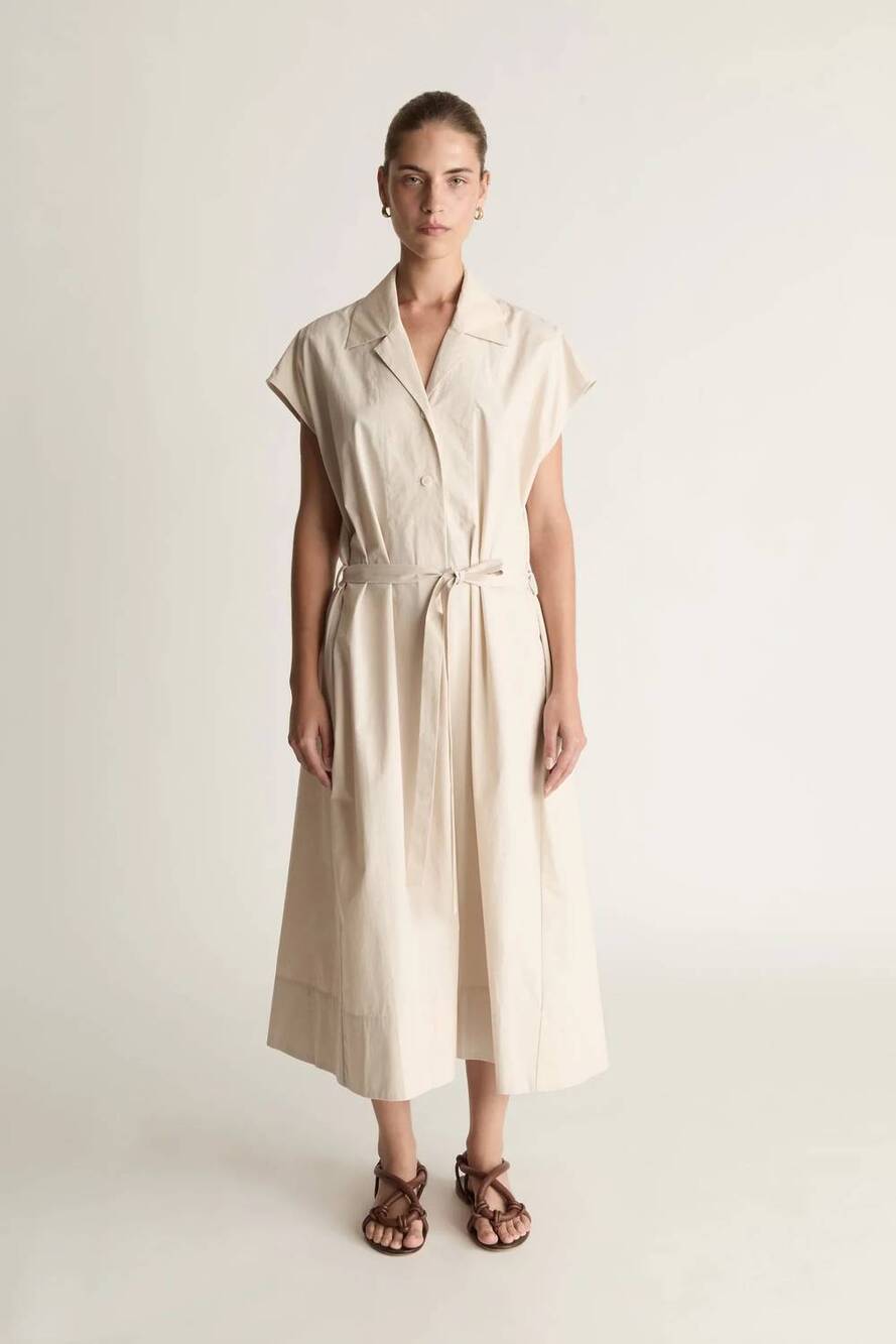 NEW LEE MATHEWS gilbert wrap dress in wheat